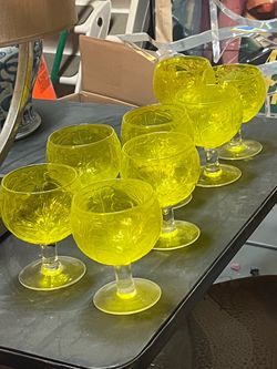 MCM Palm Springs yellow Secla  pottery  dinnerware  & Goblets ‘