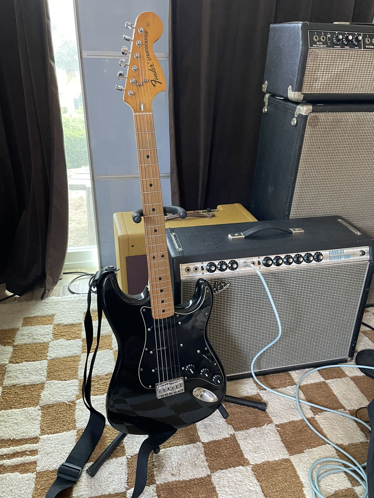 1975 Fender Stratocaster Hardtail Black - 7.5 Lbs!!!