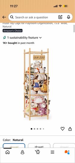 Stuffed animal organizer natural wooden