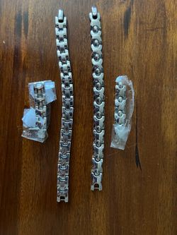 Two Stainless Steel Magnetic Bracelet Set