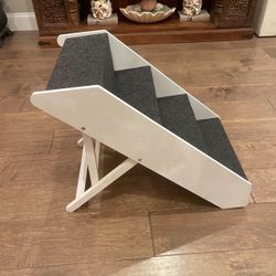 Arf Pets White Wooden Pet Dog Cat Stairs, Wood Pet Steps for Small, Medium, & Large Dogs (or Cats) - White, Foldable/Collapsible 