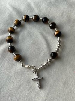 Tigers eye rosary bracelet