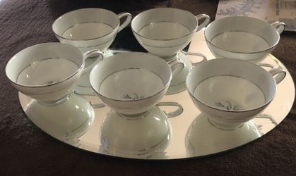 6 Noritake China Tea Cups - Perfect Condition (Mirror not included)