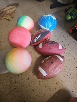 Used playground balls,3 footballs and a glow in the dark soccer ball