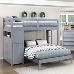 Gray Twin/ Full Loft Bed 