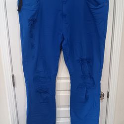 Royal Blue Denim Distress Jeans