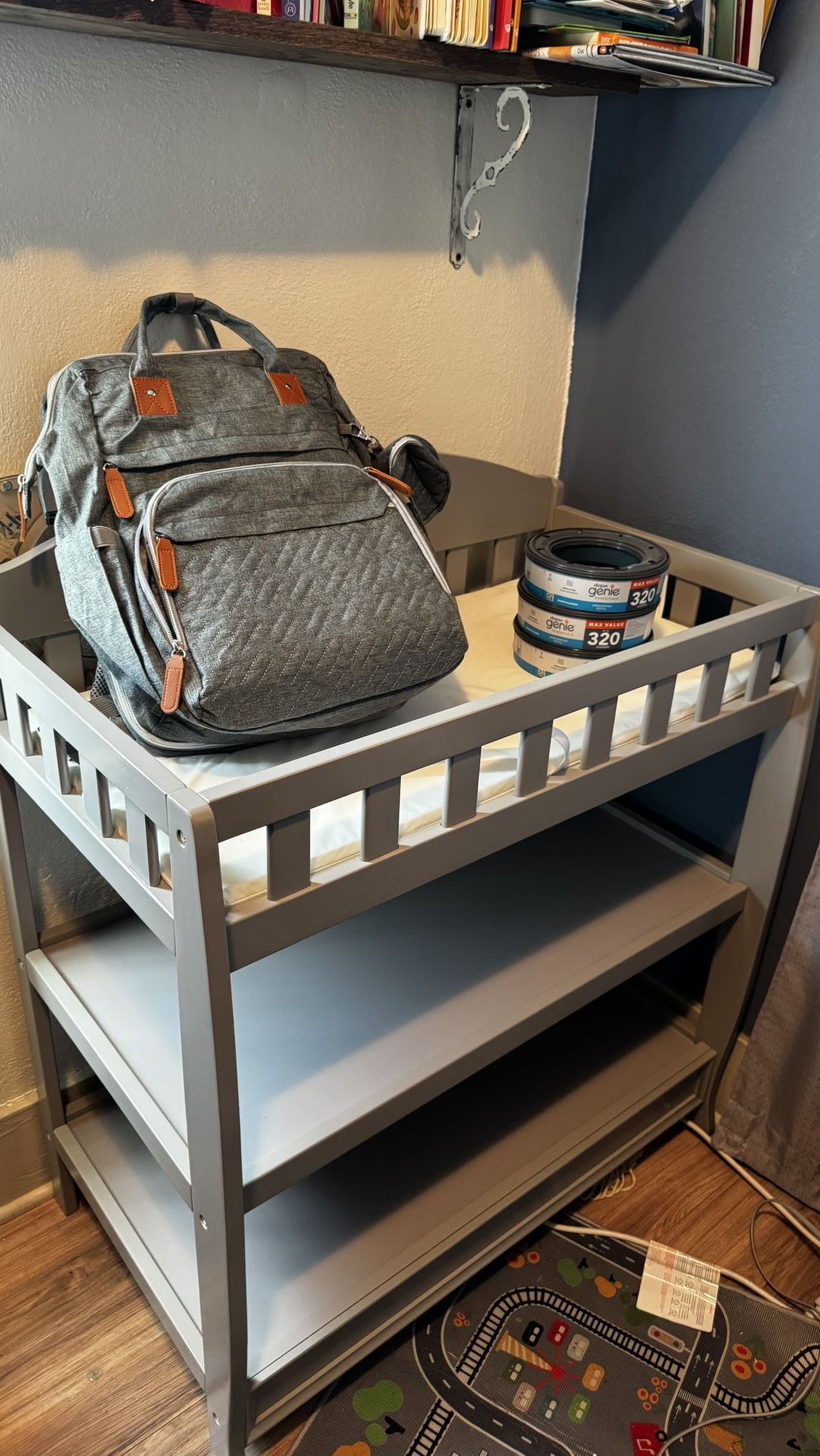 Grey Baby Changing Table Diaper Bag