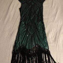 Emerald Green Flapper Dress Size S