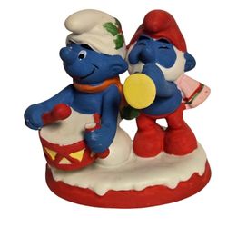 vintage smurf Christmas Collectibles music  figurine DAMAGE to drumstick