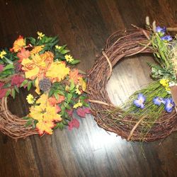 2 Beautiful 24" Autumn Country Decor Wreaths 