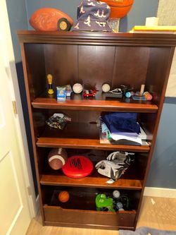 Dark Wood 4-Shelf Bookcase