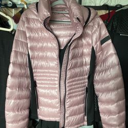 Pink Calvin Klein Stylish Puff Jacket With Hood L
