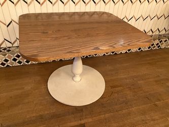 2 Large Used Restaurant Tables Rounded Square Solid wood Cast Iron Screw Feet Balancing
