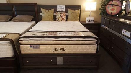 Brand new gray queen storage bed frame, dresser, mirror, nightstand