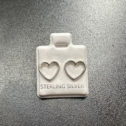 Heart Stud Earrings, 925 Sterling Silver 