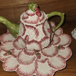 Jay Willford By Andrea Antique Hand Painted Tea Pot And Large Serving Plate 