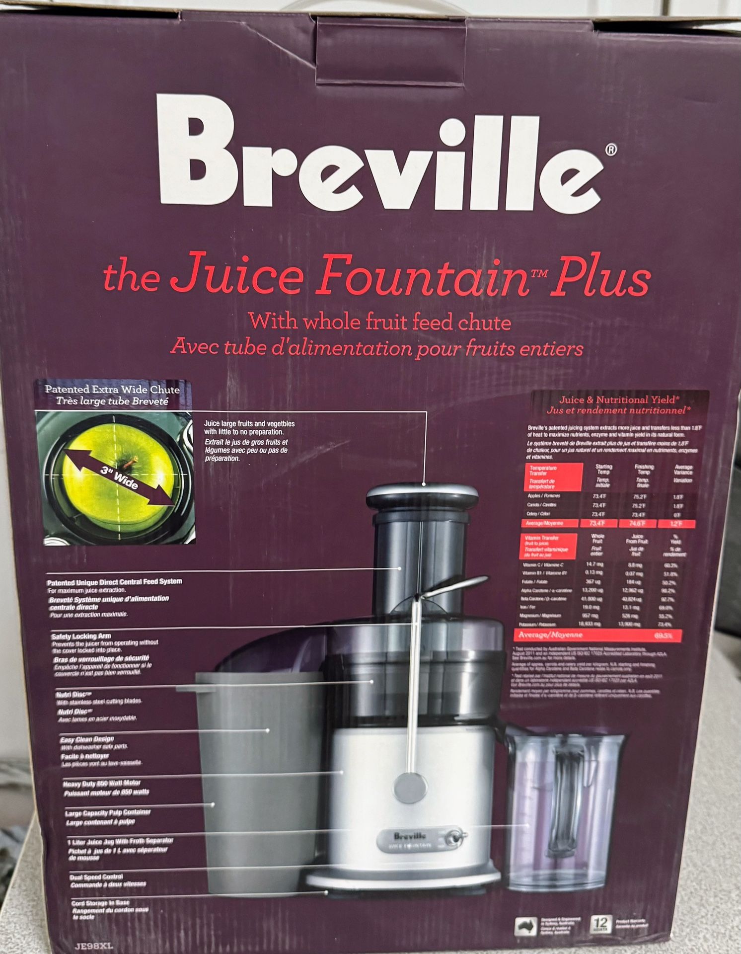 Breville Juice Fountain Plus, With Whole Fruit Feed Chute