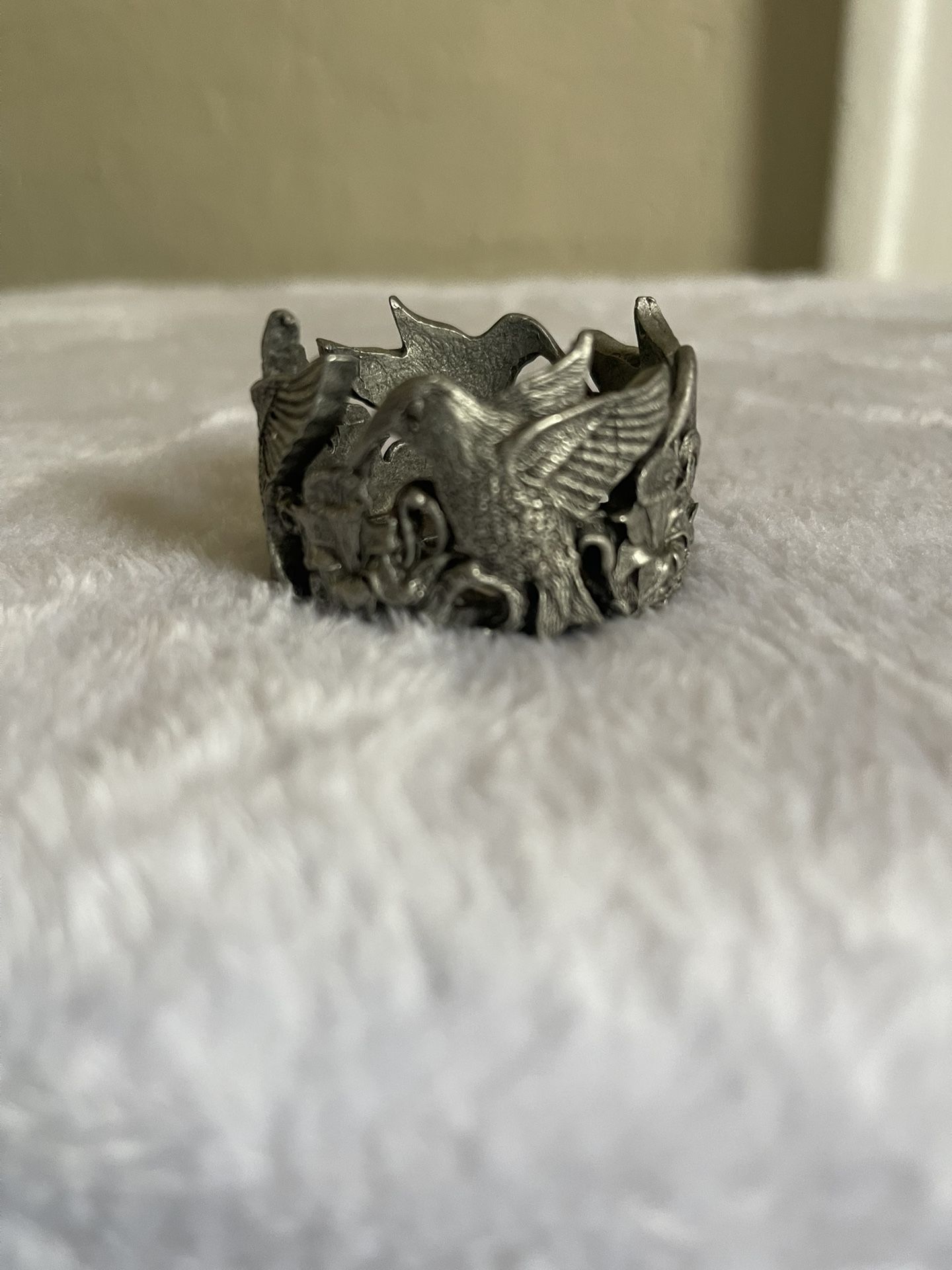 Pewter Tea light Holder-humming Bird
