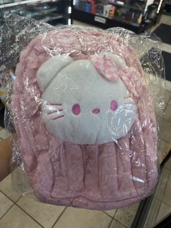 Hello Kitty Style Pink Plush Mini Backpack – Kids / Toddler Bag (Brand New)
