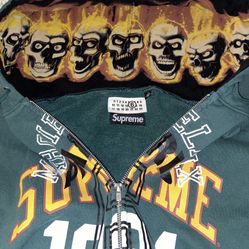 Supreme X MM6 Maison Margiela Green Zip Up Hoodie Size Large 