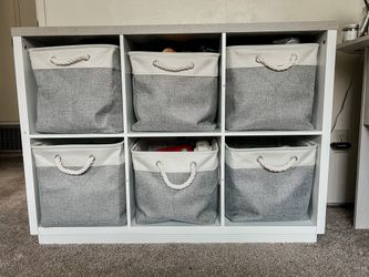 Gray/White Storage Shelf with Bins