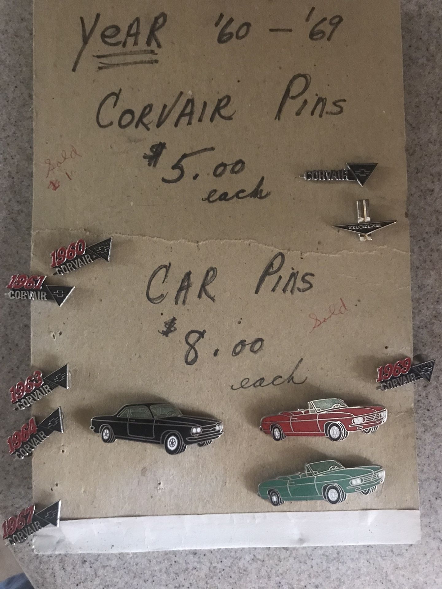 Vintage Corvair pins