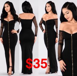 Fashion Nova dress formal maxi long morticia dress split zip for Sale in Las Vegas NV OfferUp