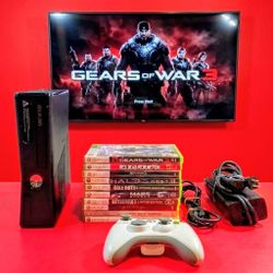 Microsoft Xbox 360 slim with 1 controller 🎮 10 games power supply 