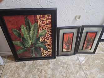 Set of 3 Tropical Botanical Framed Wall Art