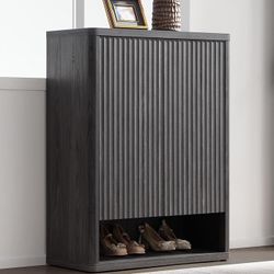 Shoe Cabinet 44" Tall Large Storage Organizer Modern Shoe Rack with Doors & 4 Shelves Mid Century Free Standing 6-Tier Cabinet for Entryway Hallway Li