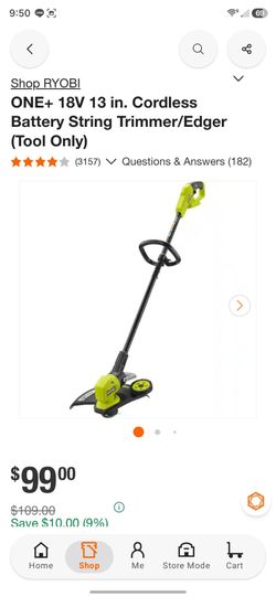 Ryobi ONE+ 18V 13in Cordless String Trimmer/Edger