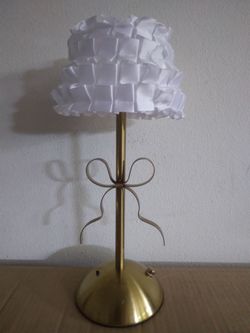 12" LED Gold Table Lamp with White Ruffled Shade