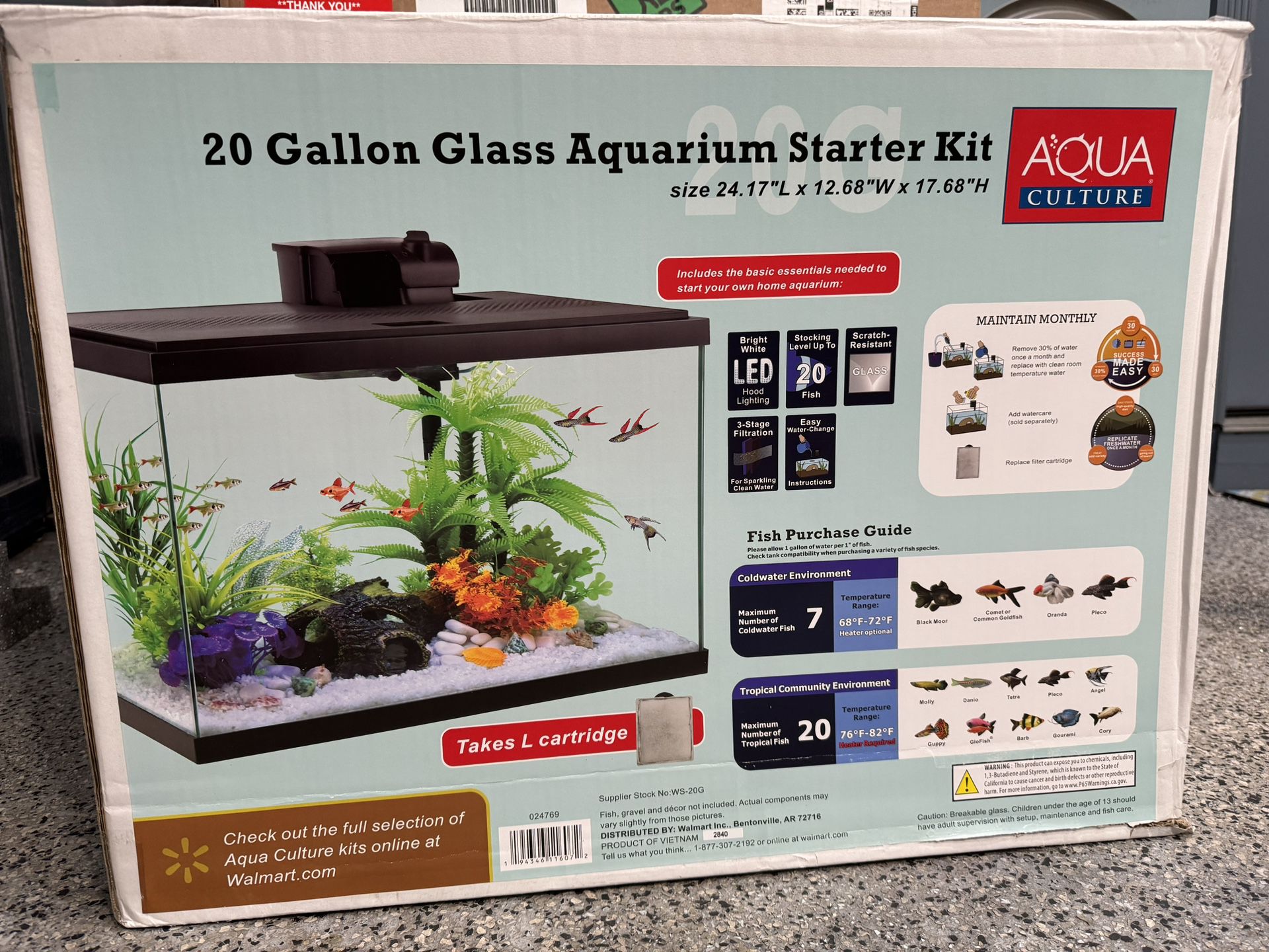 Aqua Culture 20 Gallon Glass Aquarium 