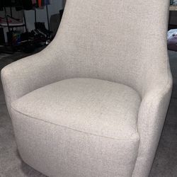 Rivet Contemporary High-Back Upholstered Swivel Accent Chair, 31.1" White