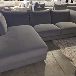 Market Sample Lifestyle Kona Grey 2pc Chaise Sofa (Read description)