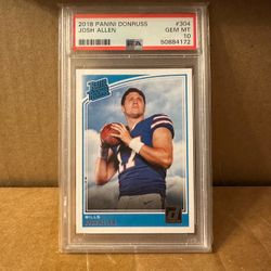 Josh Allen 2018 Panini Donruss Rated Rookie RC Base #304 Buffalo Bills PSA 10