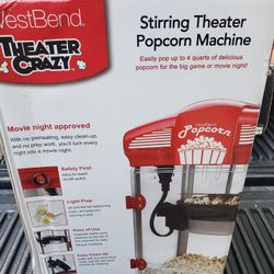 West Bend Theater Crazy Popcorn Popper 4-Quart Nonstick Kettle with Scoop Red