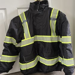 FONIRRA High Visibility Safety Bomber Jackets with Fleece Liner, ANSi Class 3 Reflective Waterproof Jacket for Men