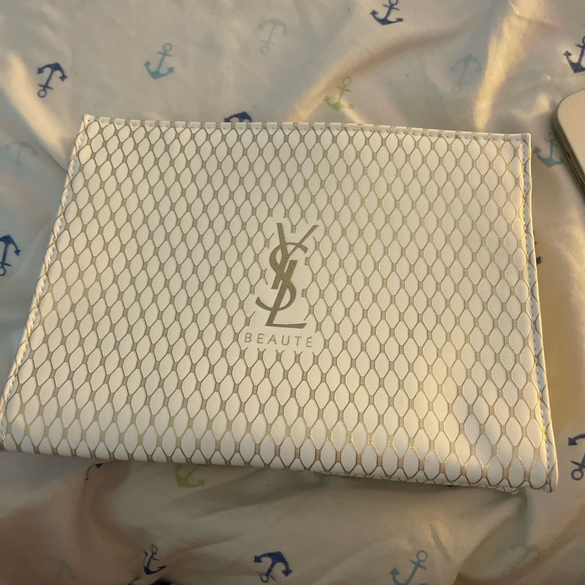 White YSL Makeup Bag