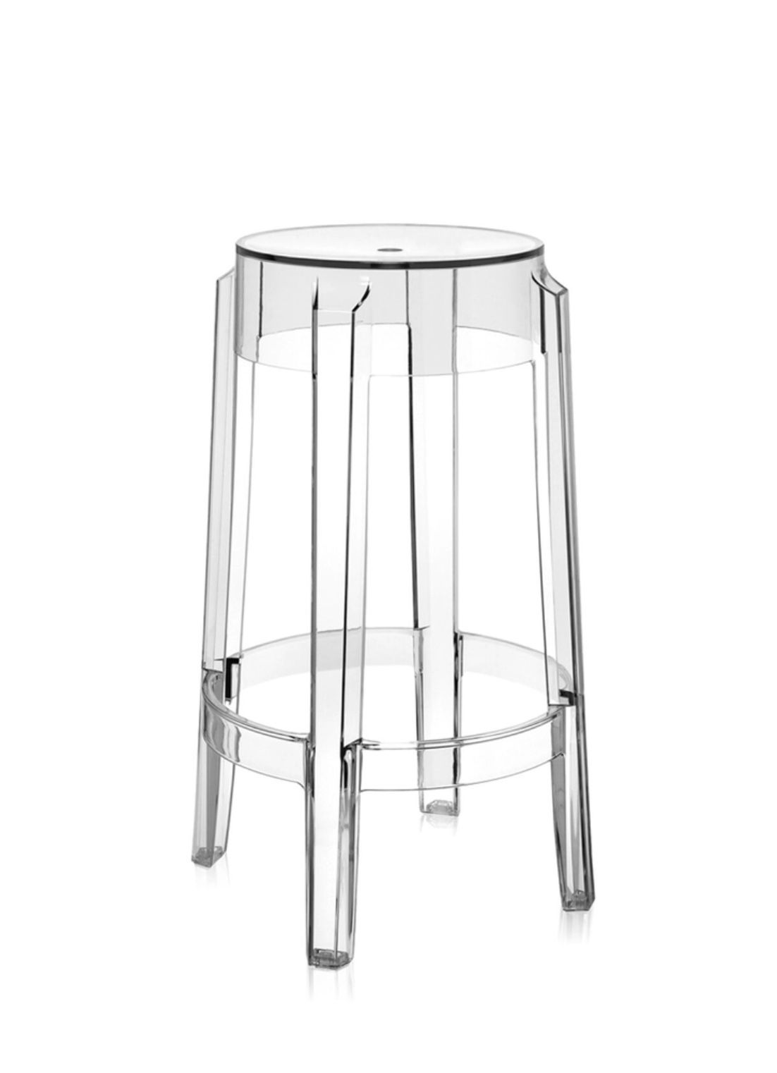 4 Clear Kartell Charles Ghost Stools by Philippe Starck