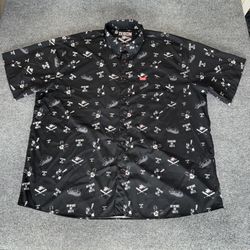 DIXXON Flannel Co Beware Shirt Mens 4XL Black Short Sleeve Button Up Moto Casual