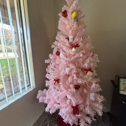 6 foot Valentine’s Day light baby pink Christmas tree