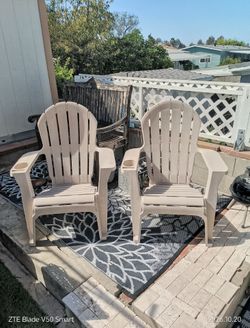 Plastic Adirondack Chairs with Cup Holders – Set of 2-OBO