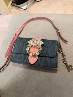 Miu Miu Denim Crystal Embellished Shoulder Bag – Rare & Gorgeous!
