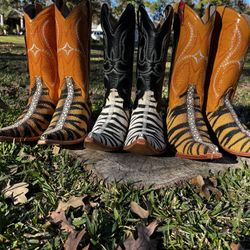Manta Ray Botas (9-1/2 De Blanco Y Negro) 29-1/2 Y 6-1/2 De Otro Sting Ray AUTHENTIC!!!! Sting Ray Boots Sting Ray Boots Tiger And Zebra 