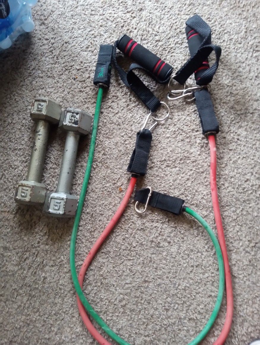 Resistance Ropes And Set Of Dumbbells 5lb