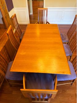 Mid-Century Modern Dining Set with Table, 10 Chairs, and Hutch