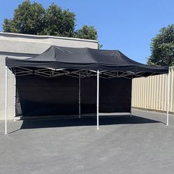 BRAND NEW $220 Heavy-Duty EZ Popup Canopy 10x20’ with (2 Sidewalls) Outdoor Gazebo, Carry Bag (Blue/Red) 