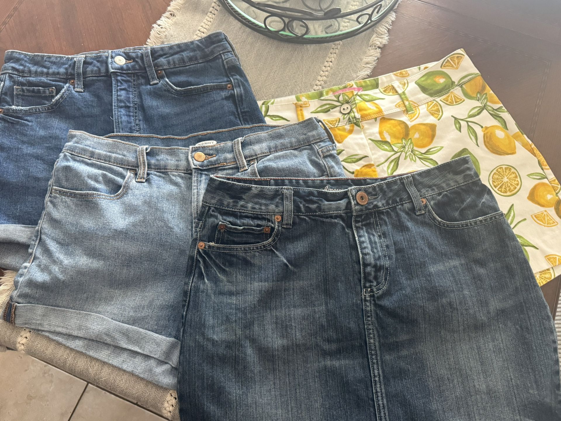 3 Shorts And 1 Jean Skirt Size 8