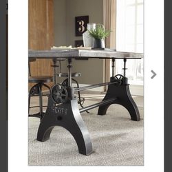 Industrial Style Dining Table, Adjustable Height. 